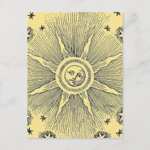 Sun Stars Antique Night Sky Mediaeval Zodiac Postcard