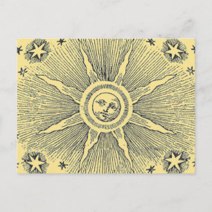 Sun Stars Antique Night Sky Mediaeval Zodiac Postcard