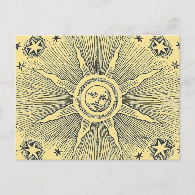 Sun Stars Antique Night Sky Mediaeval Zodiac Postcard (Front)