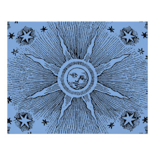 Sun Stars Antique Night Sky Mediaeval Zodiac Poster