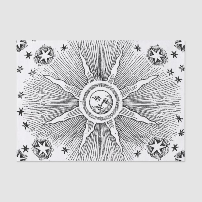 Sun Stars Antique Night Sky Mediaeval Zodiac Tissue Paper (Front)
