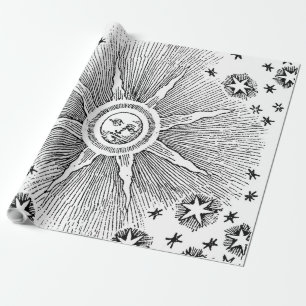 Sun Stars Antique Night Sky Mediaeval Zodiac Wrapping Paper