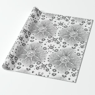 Sun Stars Antique Night Sky Mediaeval Zodiac Wrapping Paper