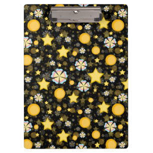 Sun Stars Flowers Glitters Pattern Design Clipboard