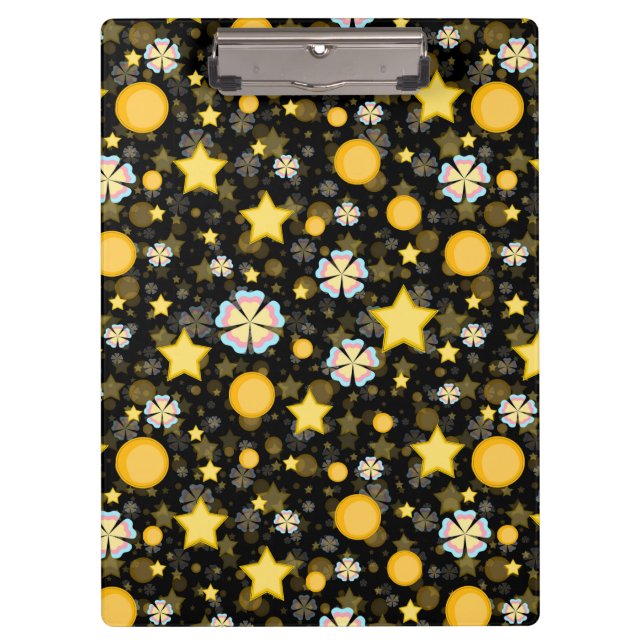 Sun Stars Flowers Glitters Pattern Design  Clipboard (Front)
