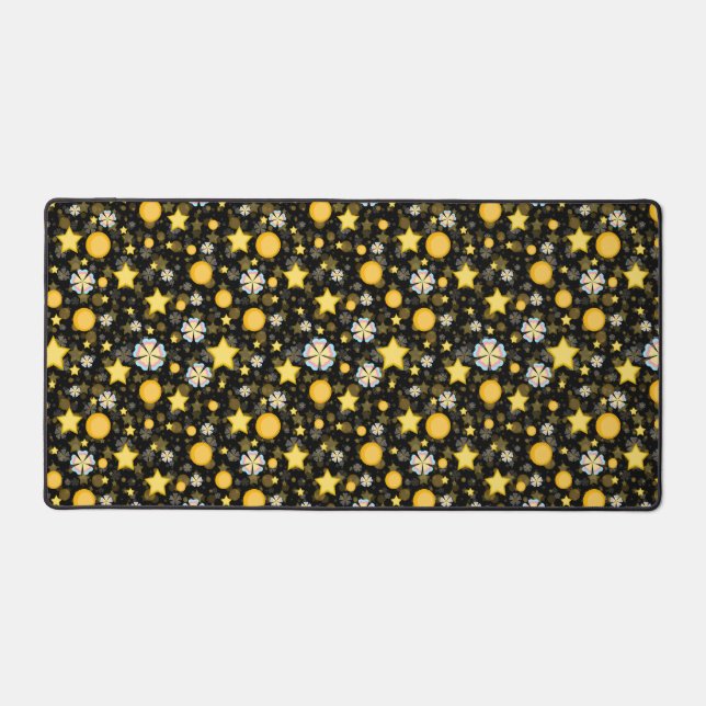 Sun Stars Flowers Glitters Pattern Design  Desk Mat (Front)