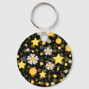 Sun Stars Flowers Glitters Pattern Design  Key Ring