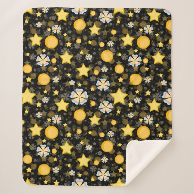 Sun Stars Flowers Glitters Pattern Design  Sherpa Blanket (Front)