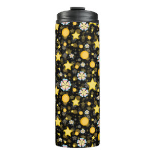 Sun Stars Flowers Glitters Pattern Design  Thermal Tumbler