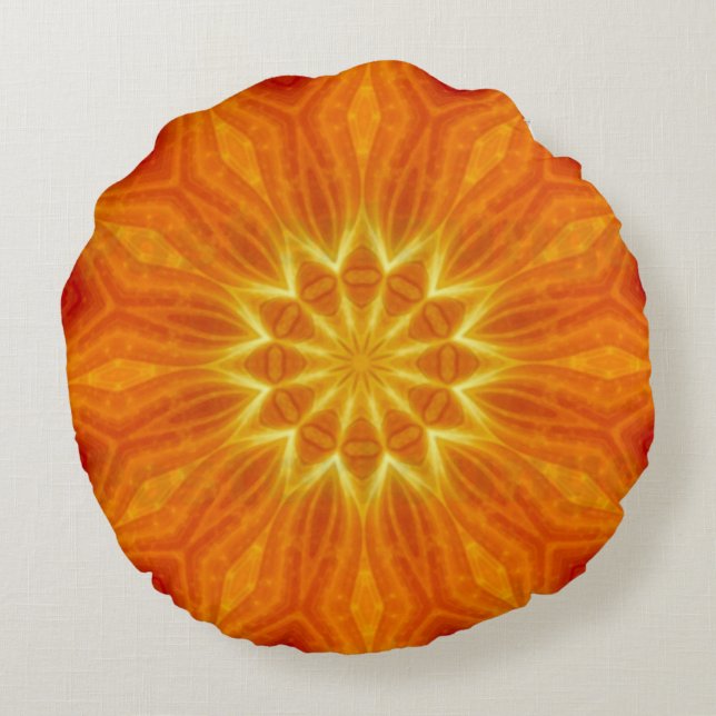 Sun Storm Star Mandala Round Pillow (Back)
