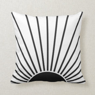 Sun Sunrise Black And White Abstract Sunshine Cushion