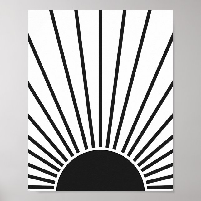 Sun Sunrise Black And White Abstract Sunshine Poster (Front)