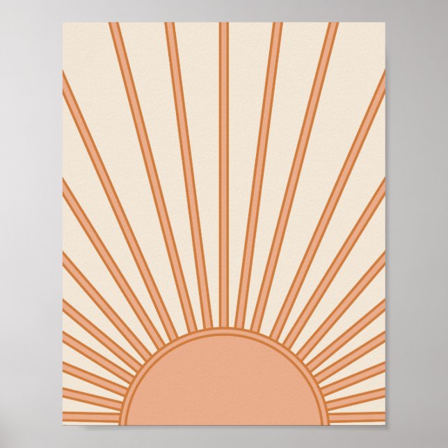 Sun Sunrise Earth Tones Terracotta Retro Sunshine Poster (Front)