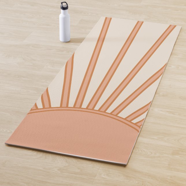 Sun Sunrise Earth Tones Terracotta Retro Sunshine Yoga Mat (In Situ)