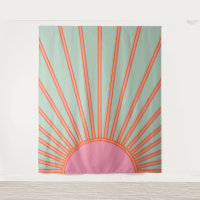 Sun Sunrise Green And Pink Abstract Retro Sunshine