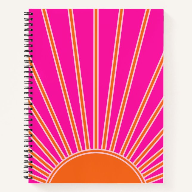 Sun Sunrise Hot Pink And Orange Preppy Sunshine Notebook (Front)