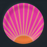 Sun Sunrise Hot Pink And Orange Preppy Sunshine Paper Plate<br><div class="desc">Sun Print – hot pink and orange - Sunshine,  Modern Abstract Geometric Sunrise.</div>