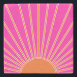 Sun Sunrise Hot Pink And Orange Preppy Sunshine Stone Coaster<br><div class="desc">Sun Print – hot pink and orange - Sunshine,  Modern Abstract Geometric Sunrise.</div>