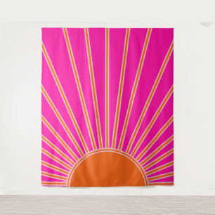 Sun Sunrise Hot Pink And Orange Preppy Sunshine Tapestry