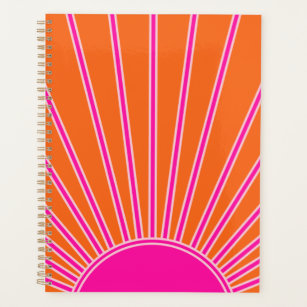 Sun Sunrise Orange And Hot Pink Preppy Sunshine Planner