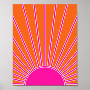 Sun Sunrise Orange And Hot Pink Preppy Sunshine Poster