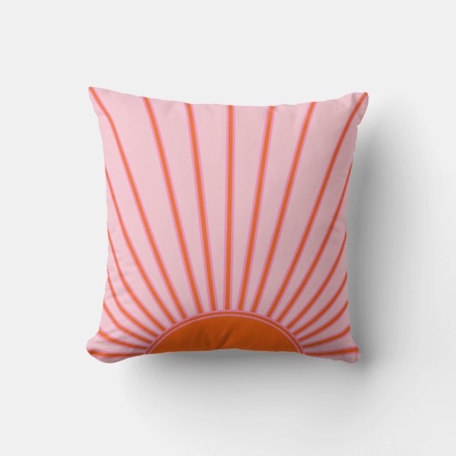 Sun Sunrise Pastel Pink And Orange Sunshine Cushion (Front)