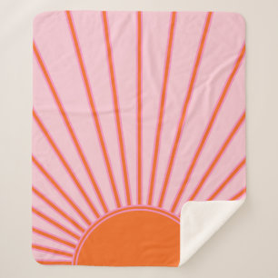 Sun Sunrise Pastel Pink And Orange Sunshine Sherpa Blanket