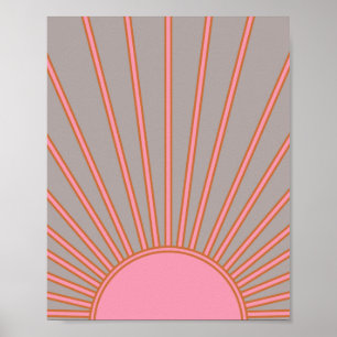 Sun Sunrise Pink And Grey Sunshine Poster