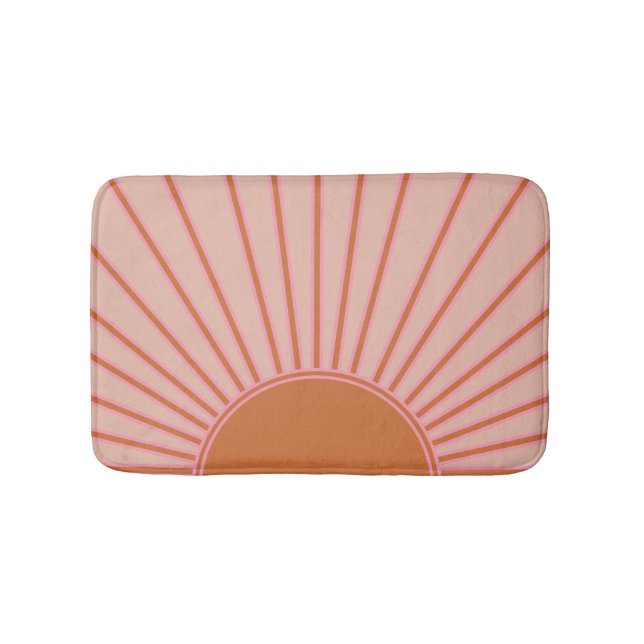 Sun Sunrise Terracotta Earth Tones Sunshine Bath Mat (Front)