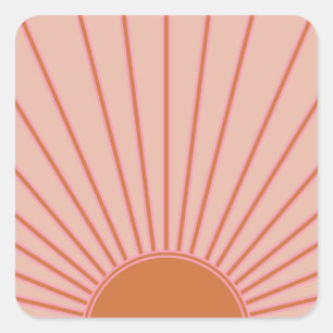 Sun Sunrise Terracotta Earth Tones Sunshine Square Sticker