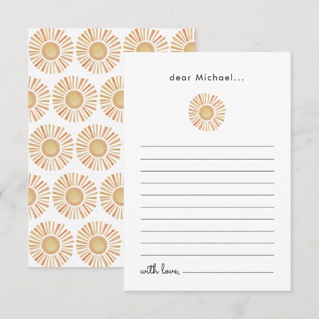 Sun Sunshine 1st Birthday Time Capsule Card (Front/Back)