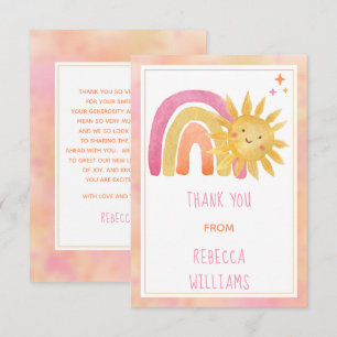 Sun Sunshine and Rainbow Baby Shower Thank You Card