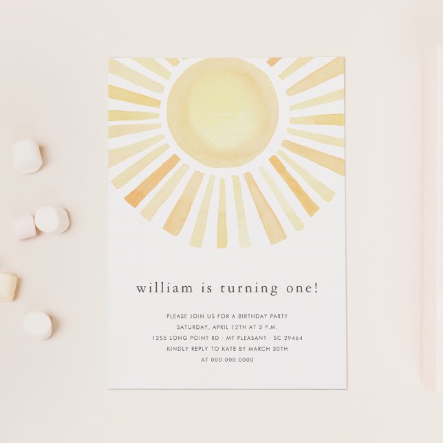 Sun Sunshine Boho First One Birthday Party  Invitation (Creator Uploaded)