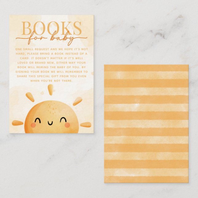 Sun Sunshine Book Request for Baby Card Insert (Front/Back)