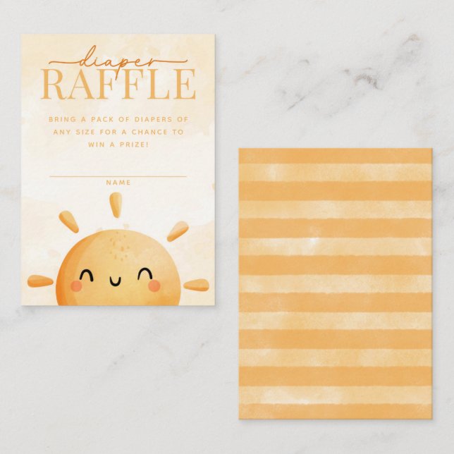 Sun Sunshine Diaper Raffle Card Insert (Front/Back)