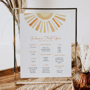 Sun Sunshine First Birthday Milestone Birthday  Poster