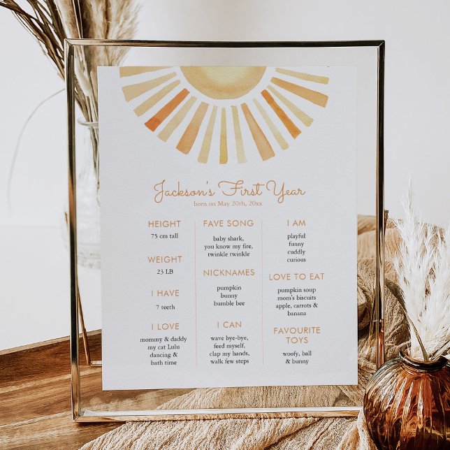 Sun Sunshine First Birthday Milestone Birthday  Poster (Creator Uploaded)