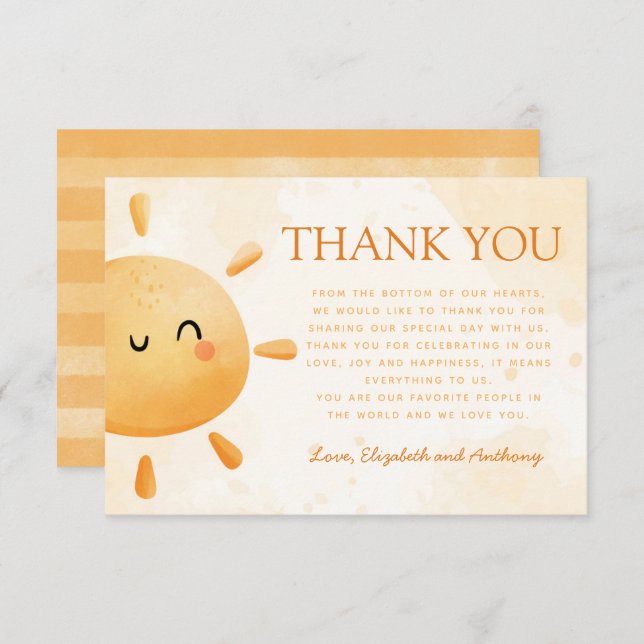 Sun Sunshine Thank You Card Note (Front/Back)
