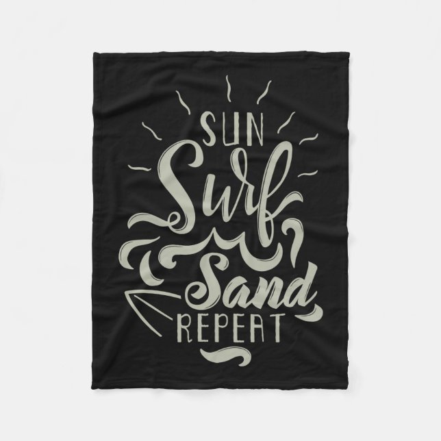 Sun Surf Sand Repeat Fleece Blanket (Front)