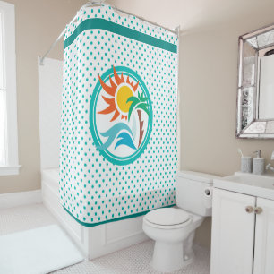 Sun & Surf, Striped Border Shower Curtain