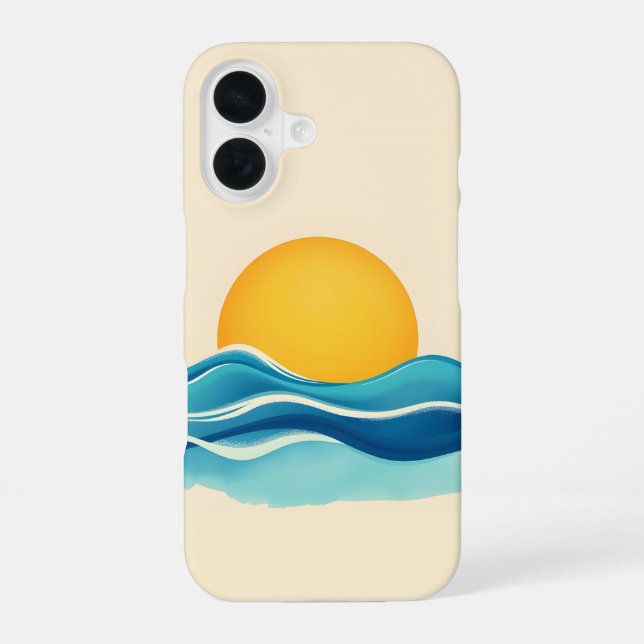 Sun & Surf Wave iPhone 16 Case (Back)