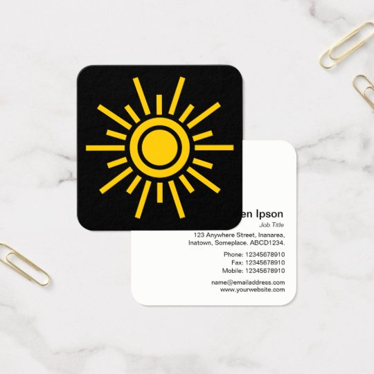 Sun Symbol 01 - Amber on Black Square Business Card