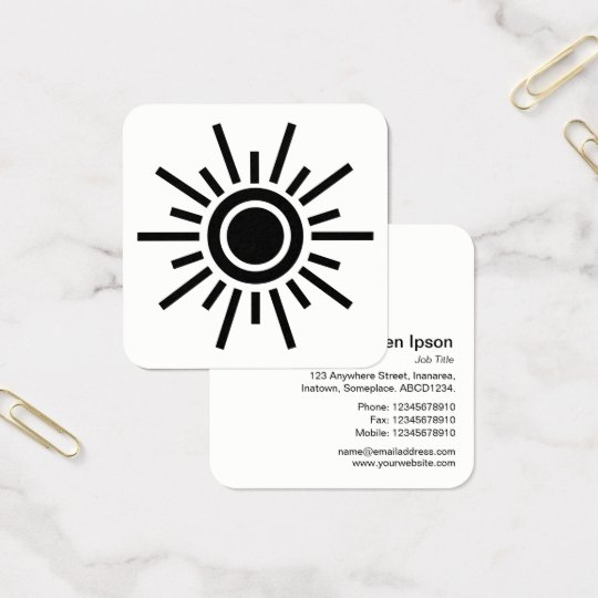 Sun Symbol 01 - Black Square Business Card