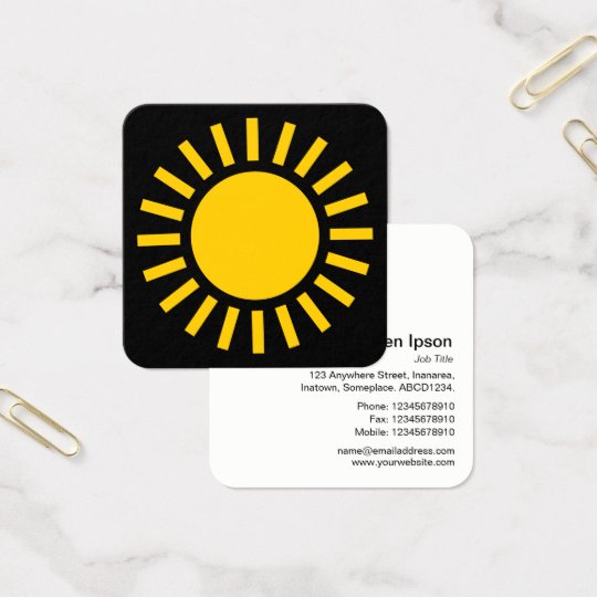 Sun Symbol 02 - Amber on Black Square Business Card