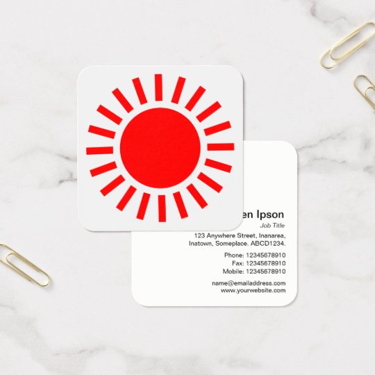 Sun Symbol 02 - Red on White Square Business Card
