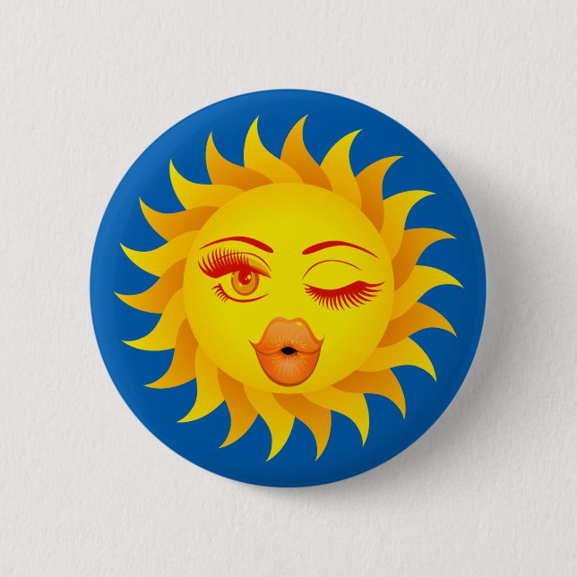 Sun Symbol - Sun Kissed 6 Cm Round Badge (Front)