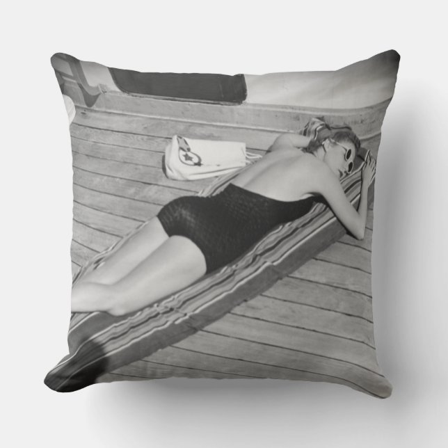 Sun Tanning Woman Cushion (Front)