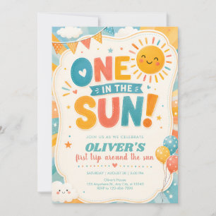 Sun Theme 1st Birthday Invite