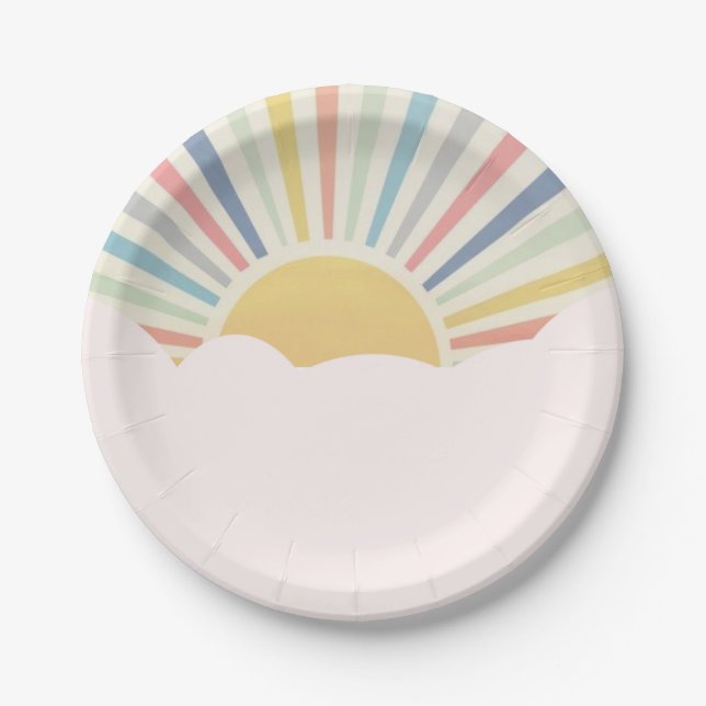 Sun Theme, Rainbow party, Sunshine,  Paper Plate (Front)
