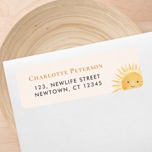 Sun-Themed Baby shower Return Address Label